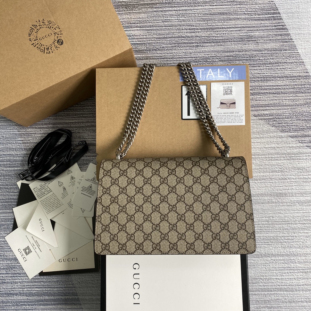 Gucci Dionysus Small GG Supreme Shoulder Bag 400249 Black